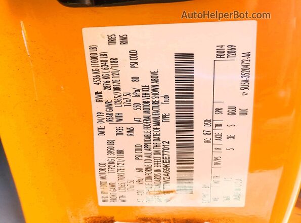1FT7W2A69KEE77012 2019 FORD F250 Yellow Вид підкапотного простору