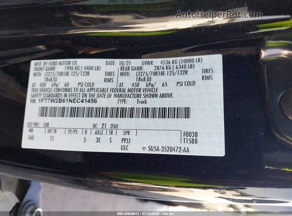 1FT7W2B61NEC41456 2022 FORD F-250 Black ძრავის განყოფილების ხედი