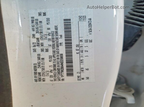 1FT7W2B64NEE59858 2022 FORD F250 White Widok komory silnika