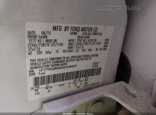 1FT7W2B69GEA09237 2016 FORD F-250 White Widok komory silnika