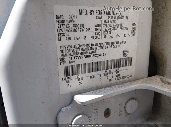1FT7W2B69GEC24195 2016 FORD F-250 White Widok komory silnika