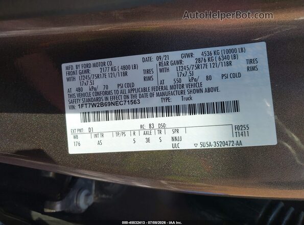 1FT7W2B69NEC71563 2022 FORD F-250 Brown Շարժիչի բաժամունքի տեսք