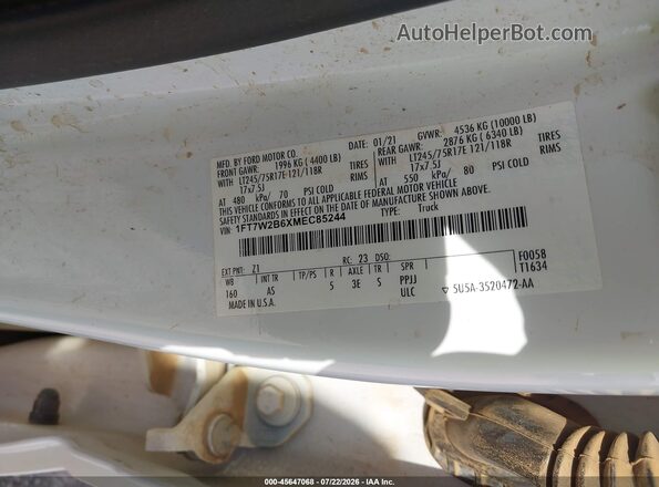 1FT7W2B6XMEC85244 2021 FORD F-250 White Vista del compartimento del motor