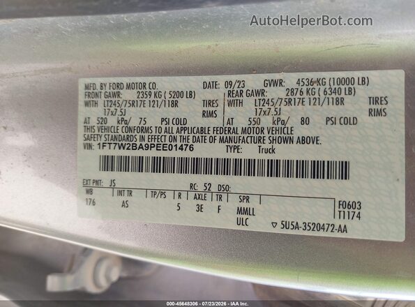 1FT7W2BA9PEE01476 2023 FORD F-250 Silver Вид підкапотного простору
