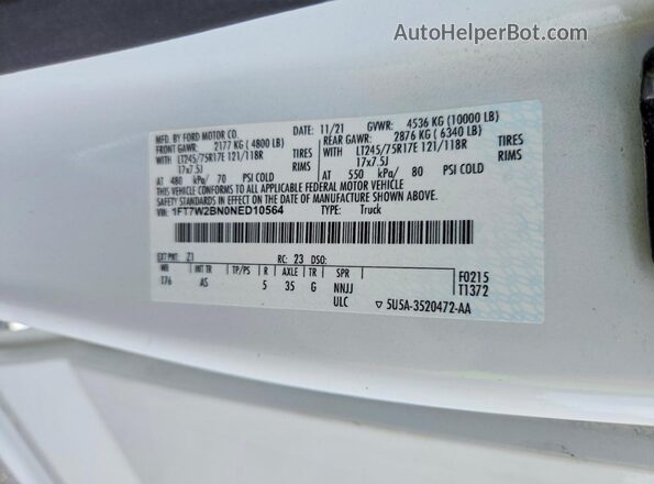 1FT7W2BN0NED10564 2022 FORD F250 Белый Вид подкапотного пространства