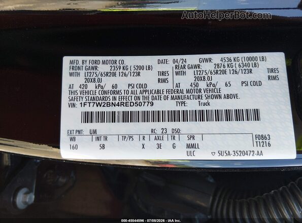 1FT7W2BN4RED50779 2024 FORD F-250 Black Вид підкапотного простору