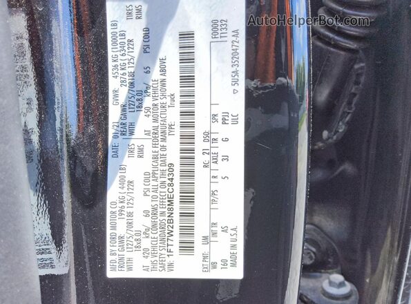 1FT7W2BN8MEC84309 2021 FORD F250 Black Շարժիչի բաժամունքի տեսք