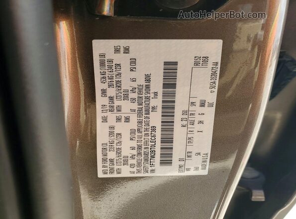 1FT7W2BT0LEC67369 2020 FORD F250 Brown Vista de la etiqueta del VIN