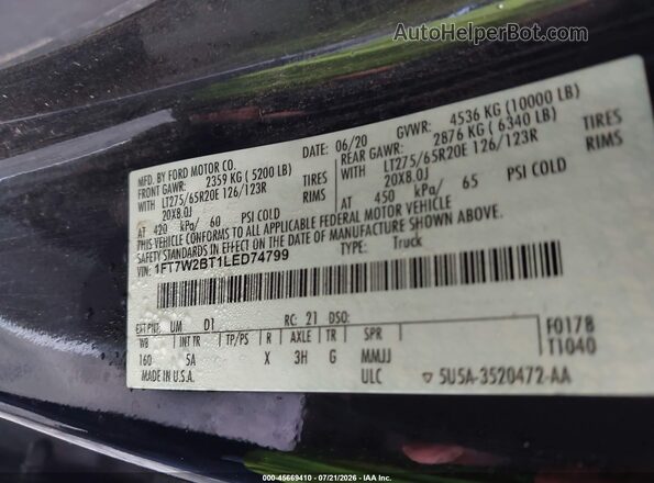1FT7W2BT1LED74799 2020 FORD F-250 Черный Вид подкапотного пространства
