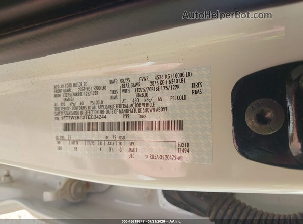 1FT7W2BT2TEC34244 2026 FORD F-250 White Вид підкапотного простору