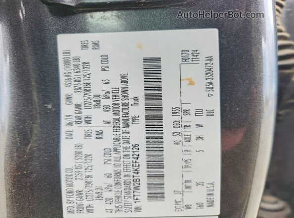 1FT7W2BT4KEF42126 2019 FORD F250 Серый Вид подкапотного пространства