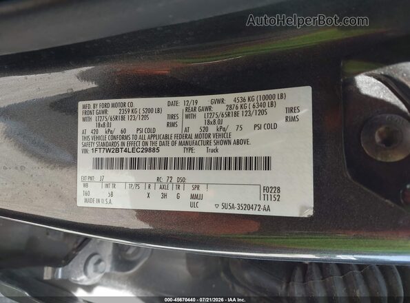1FT7W2BT4LEC29885 2020 FORD F-250 Gray Вид підкапотного простору