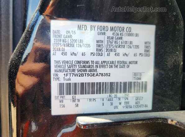 1FT7W2BT5GEA78352 2016 FORD F250 Black Vista del compartimento del motor