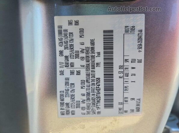 1FT7W2BT6HEF47658 2017 FORD F250 Silver Вид підкапотного простору