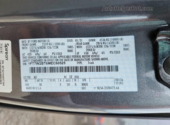1FT7W2BT6MEC60525 2021 FORD F250 Gray Շարժիչի բաժամունքի տեսք