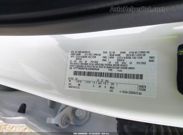 1FT7W2BT8LED92524 2020 FORD F-250 Белый Вид подкапотного пространства
