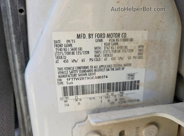 1FT7W2BT9GEA90374 2016 FORD F250 Белый Вид подкапотного пространства