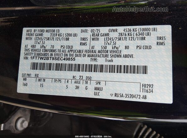 1FT7W2BT9SEC49855 2025 FORD F-250 Dark Blue Widok komory silnika
