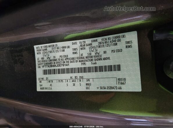 1FT7X2B60LEE70141 2020 FORD F-250 Gray Engine compartment view