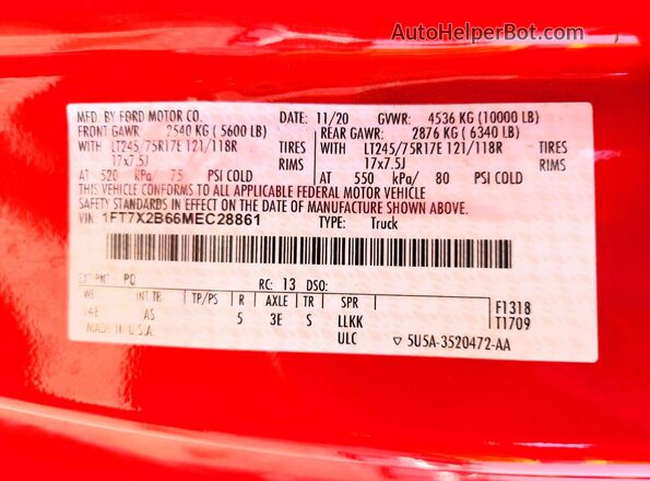 1FT7X2B66MEC28861 2021 FORD F250 Red Engine compartment view