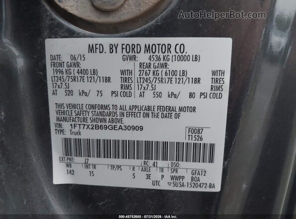 1FT7X2B69GEA30909 2016 FORD F-250 Gray Вид підкапотного простору
