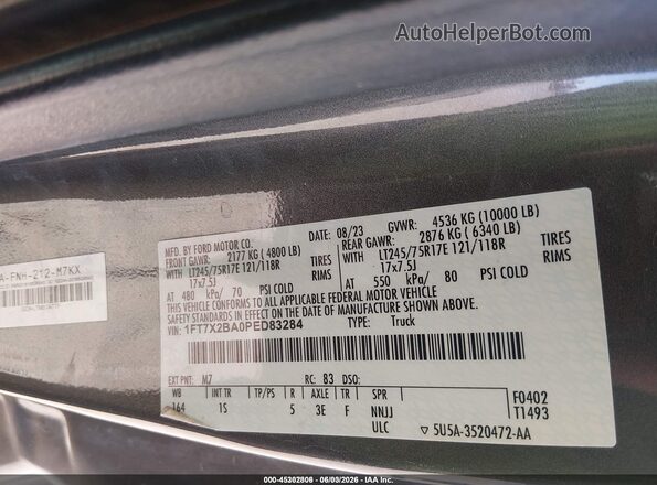 1FT7X2BA0PED83284 2023 FORD F-250 Gray Vista del compartimento del motor