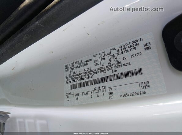 1FT7X2BA2REC22731 2024 FORD F-250 White Շարժիչի բաժամունքի տեսք