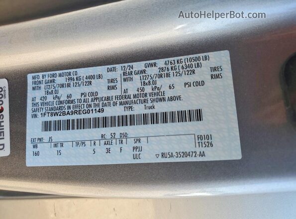 1FT8W2BA9REG01149 2024 FORD F250 Silver Widok komory silnika