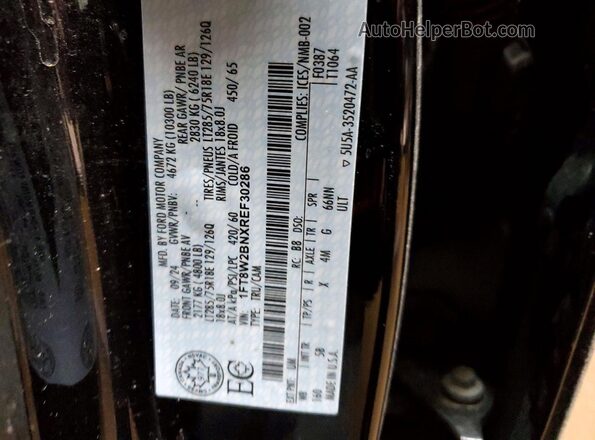 1FT8W2BNXREF30286 2024 FORD F250 Black Widok naklejki z numerem VIN