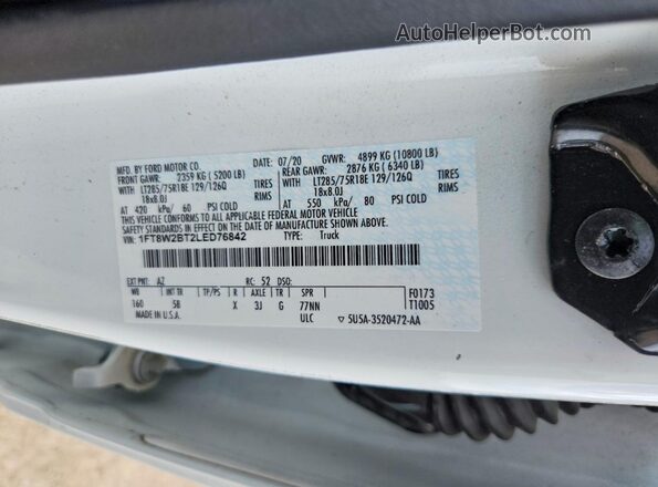 1FT8W2BT2LED76842 2020 FORD F250 White Շարժիչի բաժամունքի տեսք