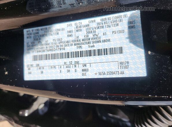1FT8W2BT6RED17916 2024 FORD F250 Black Շարժիչի բաժամունքի տեսք