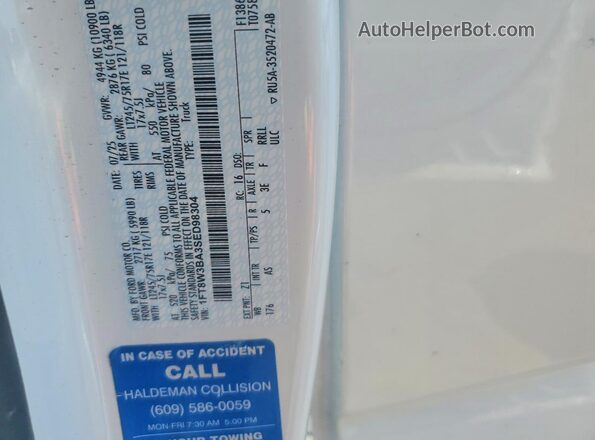 1FT8W3BA3SED98304 2025 FORD F350 White VIN sticker view