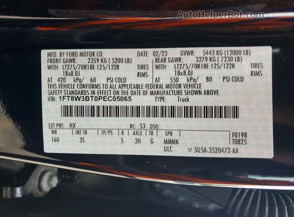 1FT8W3BT0PEC05065 2023 FORD F350 Blue Vista del compartimento del motor