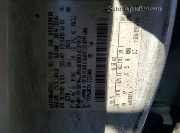 1FT8W3BTXLEE60865 2020 FORD F350 White Vista de la etiqueta del VIN