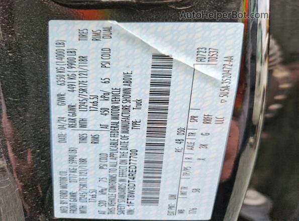 1FT8W3DT4RED77700 2024 FORD F350 Black Панорамний вид салону 360°