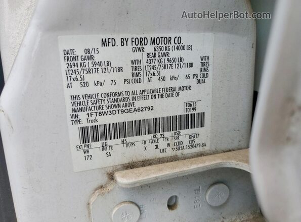 1FT8W3DT9GEA62792 2016 FORD F350 White Widok komory silnika