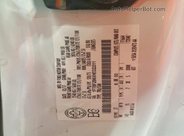 1FTBF2B6XHED22311 2017 FORD F250 Белый Вид подкапотного пространства