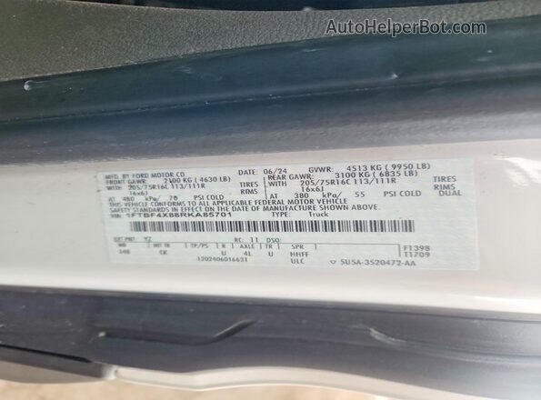 1FTBF4X88RKA85701 2024 FORD TRANSIT White Вид наклейки з VIN-кодом