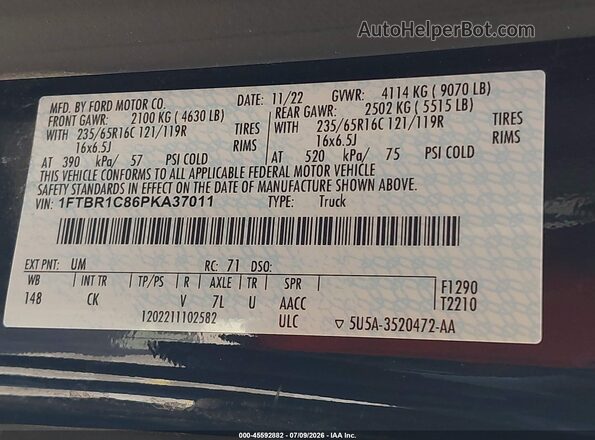 1FTBR1C86PKA37011 2023 FORD TRANSIT-250 Black Շարժիչի բաժամունքի տեսք