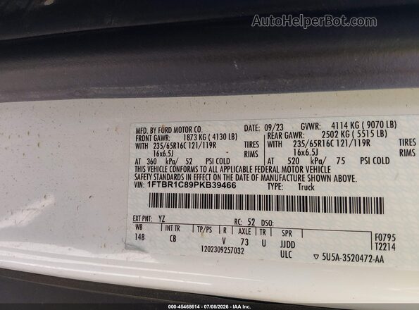 1FTBR1C89PKB39466 2023 FORD TRANSIT-250 Белый Вид подкапотного пространства