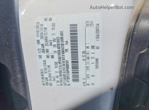 1FTBR1C89PKB95181 2023 FORD TRANSIT White VIN კოდის სტიკერის ხედი