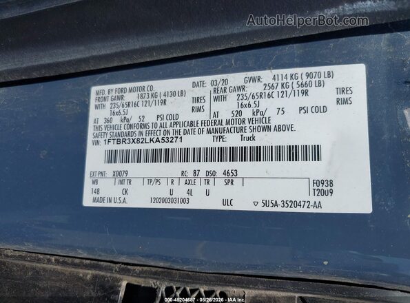1FTBR3X82LKA53271 2020 FORD TRANSIT-250 Blue Engine compartment view