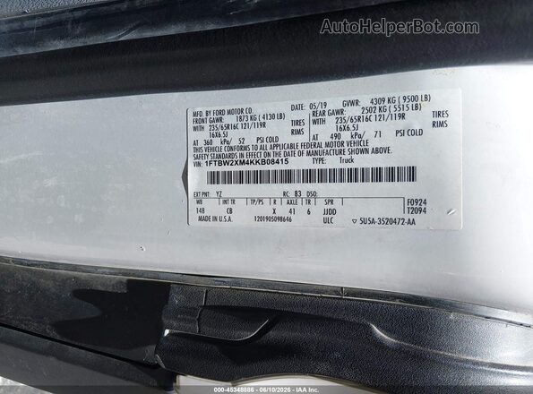 1FTBW2XM4KKB08415 2019 FORD TRANSIT-350 White Engine compartment view