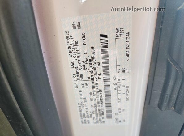 1FTBW3X89RKB02466 2024 FORD T White Widok naklejki z numerem VIN