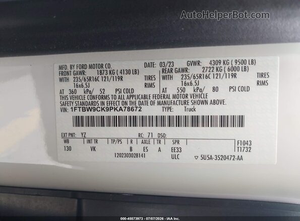 1FTBW9CK9PKA78672 2023 FORD E-TRANSIT-350 Белый Вид подкапотного пространства