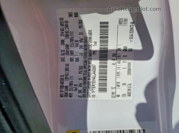 1FTER1EH4LLA42867 2020 FORD RANGER White Engine compartment view