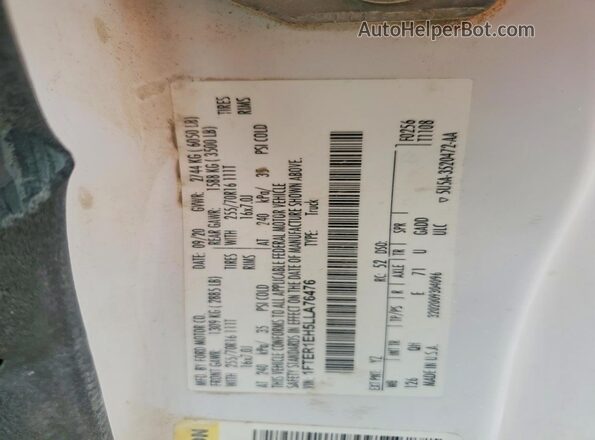 1FTER1EH5LLA76476 2020 FORD RANGER White Շարժիչի բաժամունքի տեսք