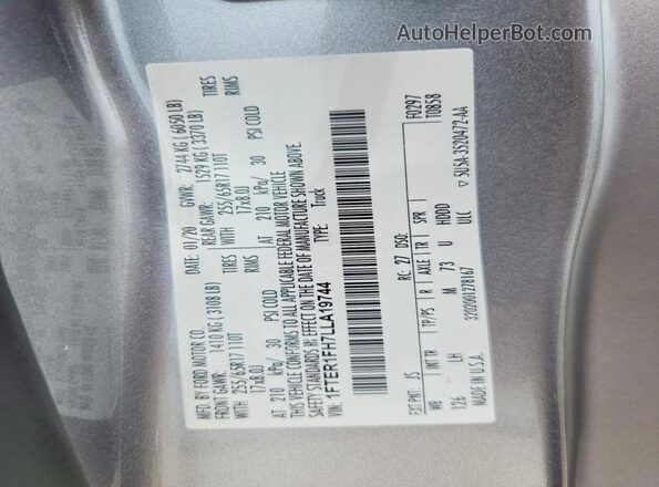 1FTER1FH7LLA19744 2020 FORD RANGER Silver Շարժիչի բաժամունքի տեսք