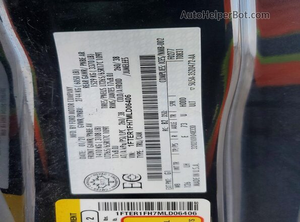 1FTER1FH7MLD06406 2021 FORD RANGER Black Engine compartment view