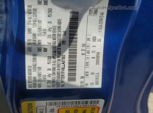 1FTER1FH8LLA87583 2020 FORD RANGER Blue Շարժիչի բաժամունքի տեսք